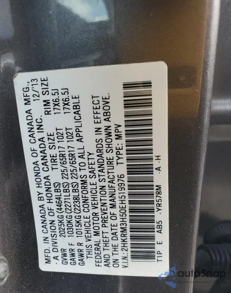 2014 Honda Cr-V Ex z USA, uszkodzony, nr VIN 2HKRM3H50EH519976